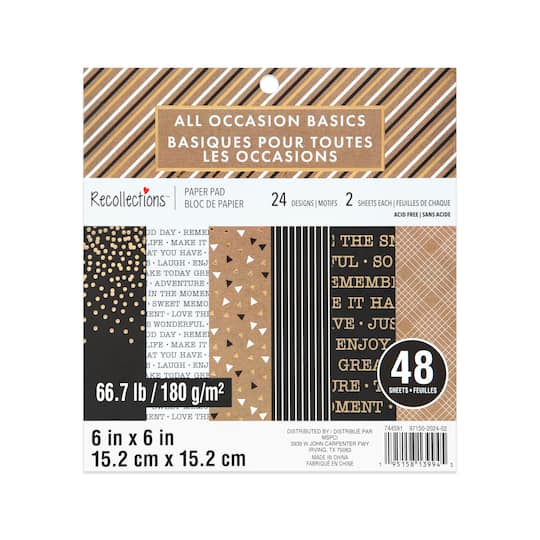 6" x 6" All Occasion Basics Paper Pad by Recollections™, 48 Sheets